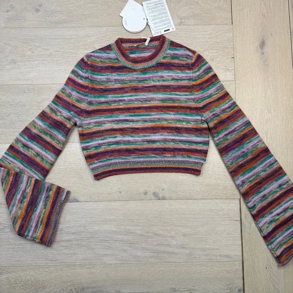 CHLOÉ Cropped space-dyed wool and cashmere-blend top